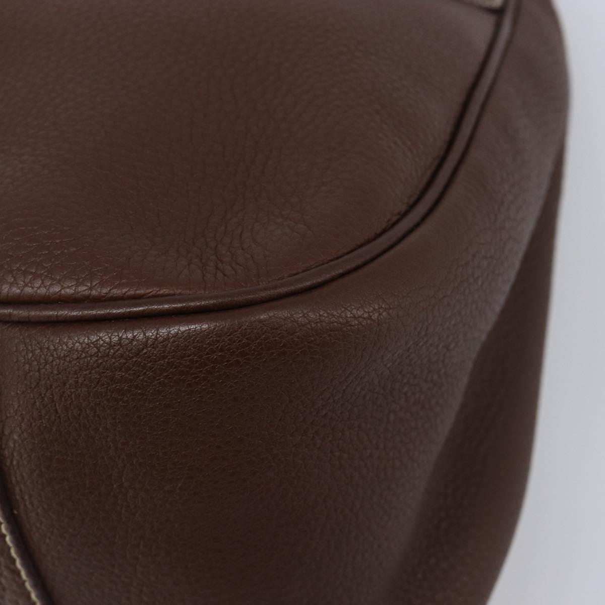 PRADA Tote Bag Vittero Dino Leather Brown Silver Auth 204429V