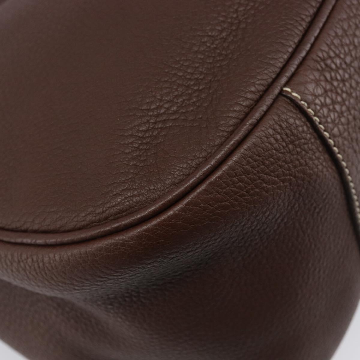 PRADA Tote Bag Vittero Dino Leather Brown Silver Auth 204429V