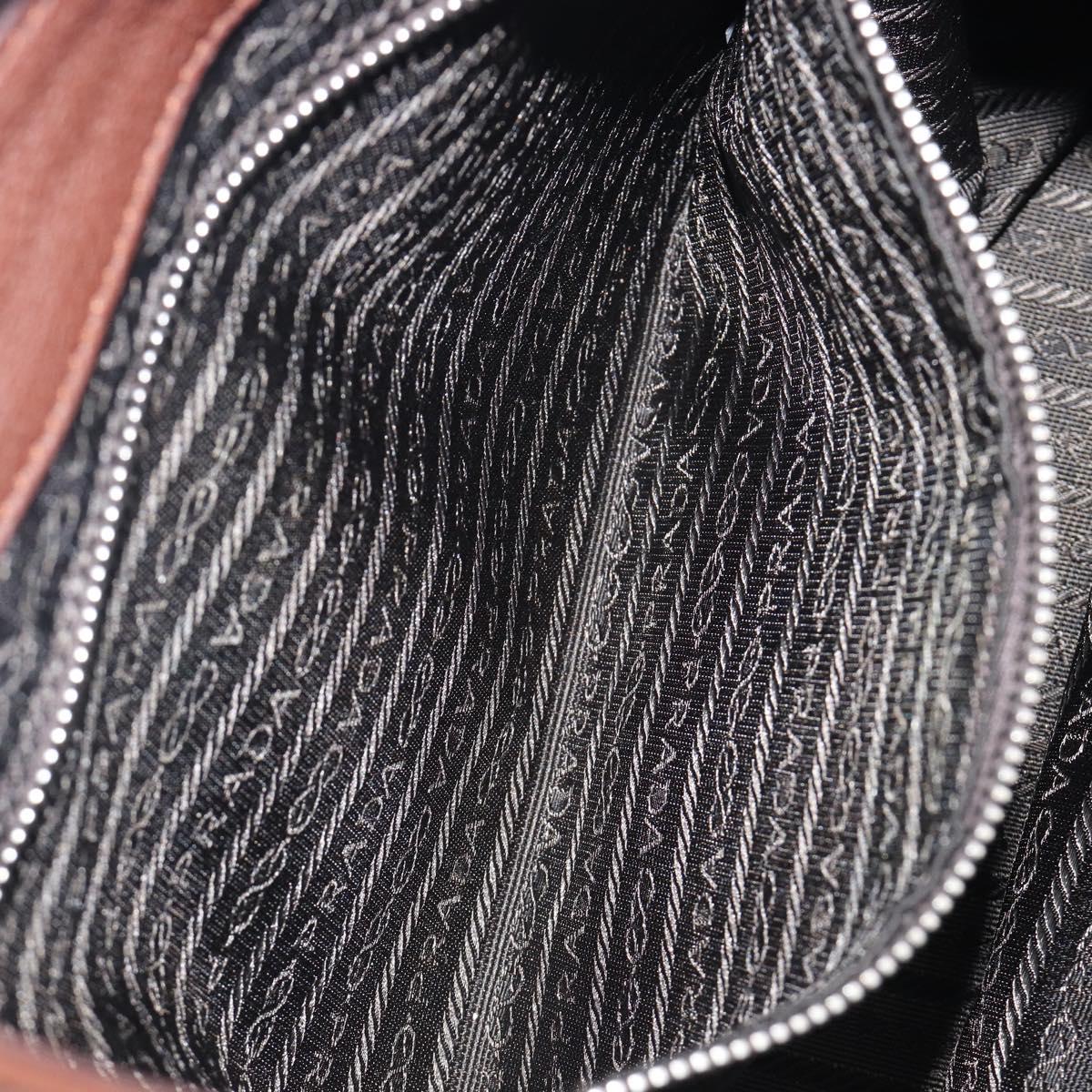 PRADA Tote Bag Vittero Dino Leather Brown Silver Auth 204429V