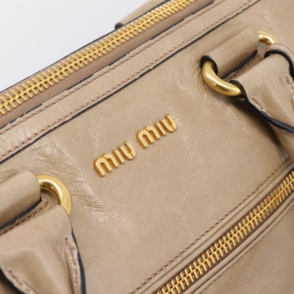 Miu Miu Hand Bag Vitellolux 2way Beige Gold Auth 204430V