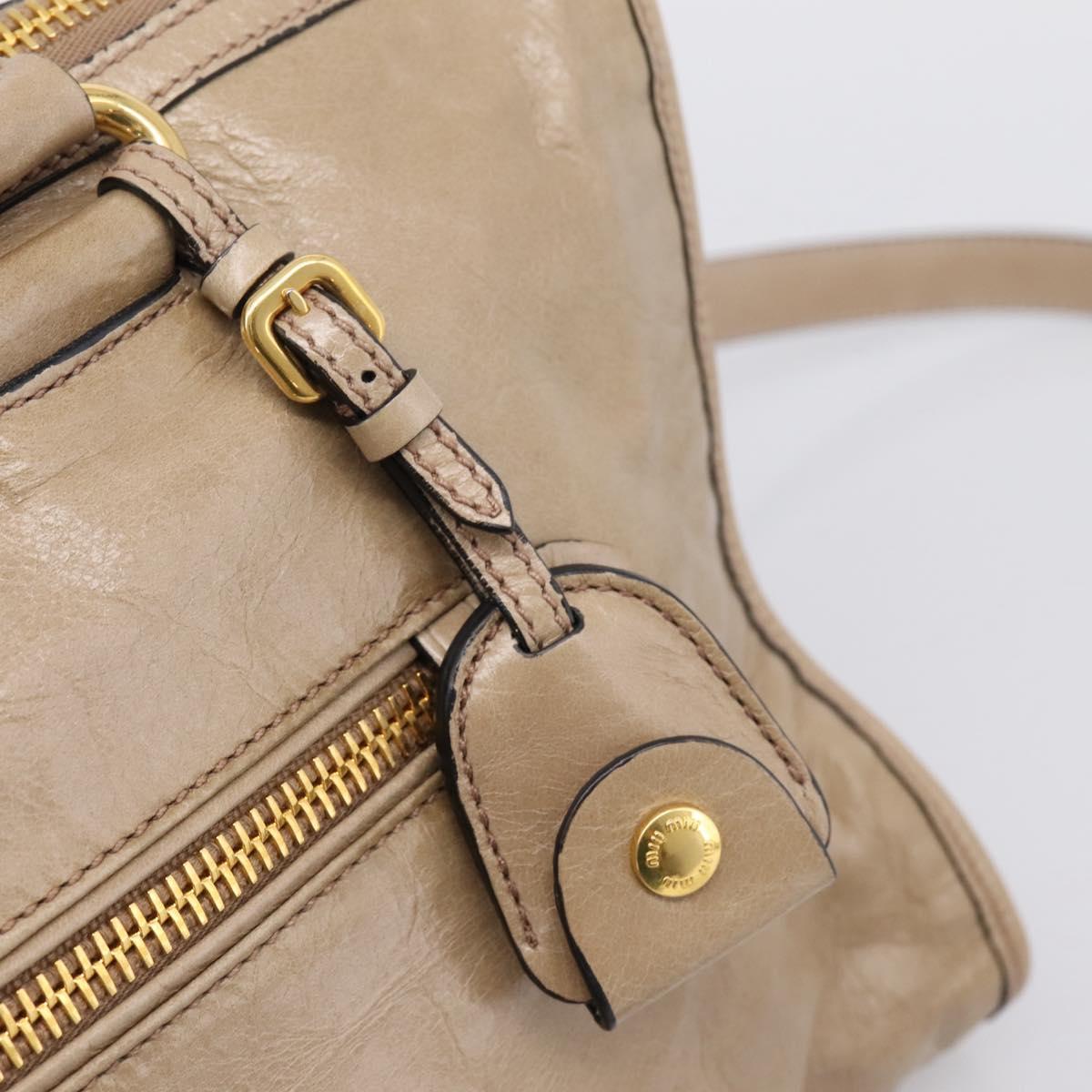 Miu Miu Hand Bag Vitellolux 2way Beige Gold Auth 204430V