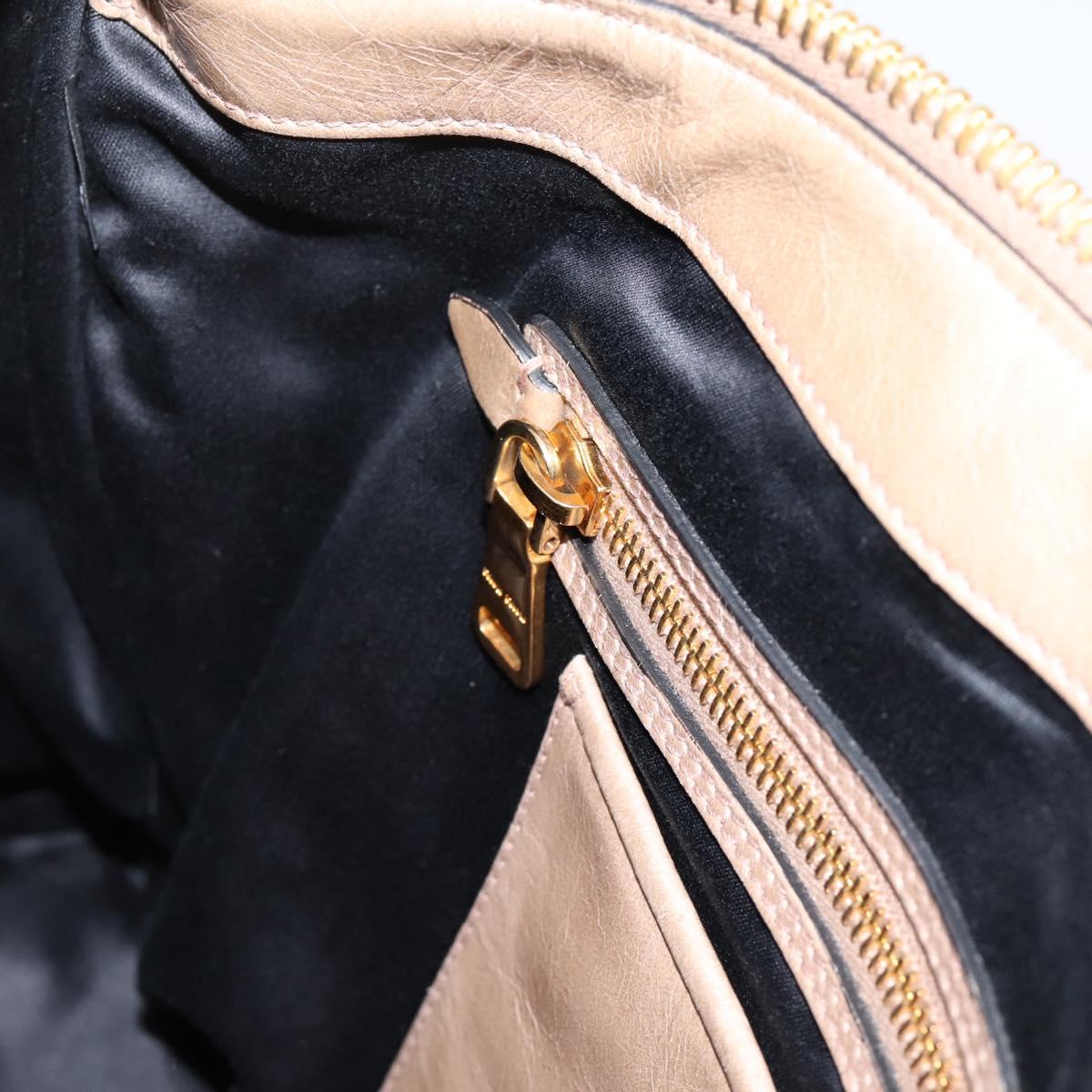 Miu Miu Hand Bag Vitellolux 2way Beige Gold Auth 204430V