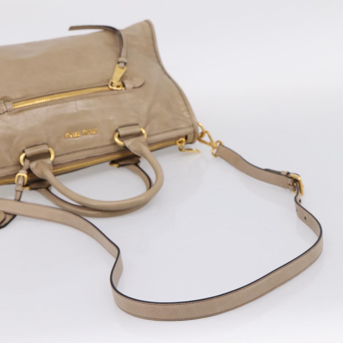 Miu Miu Hand Bag Vitellolux 2way Beige Gold Auth 204430V