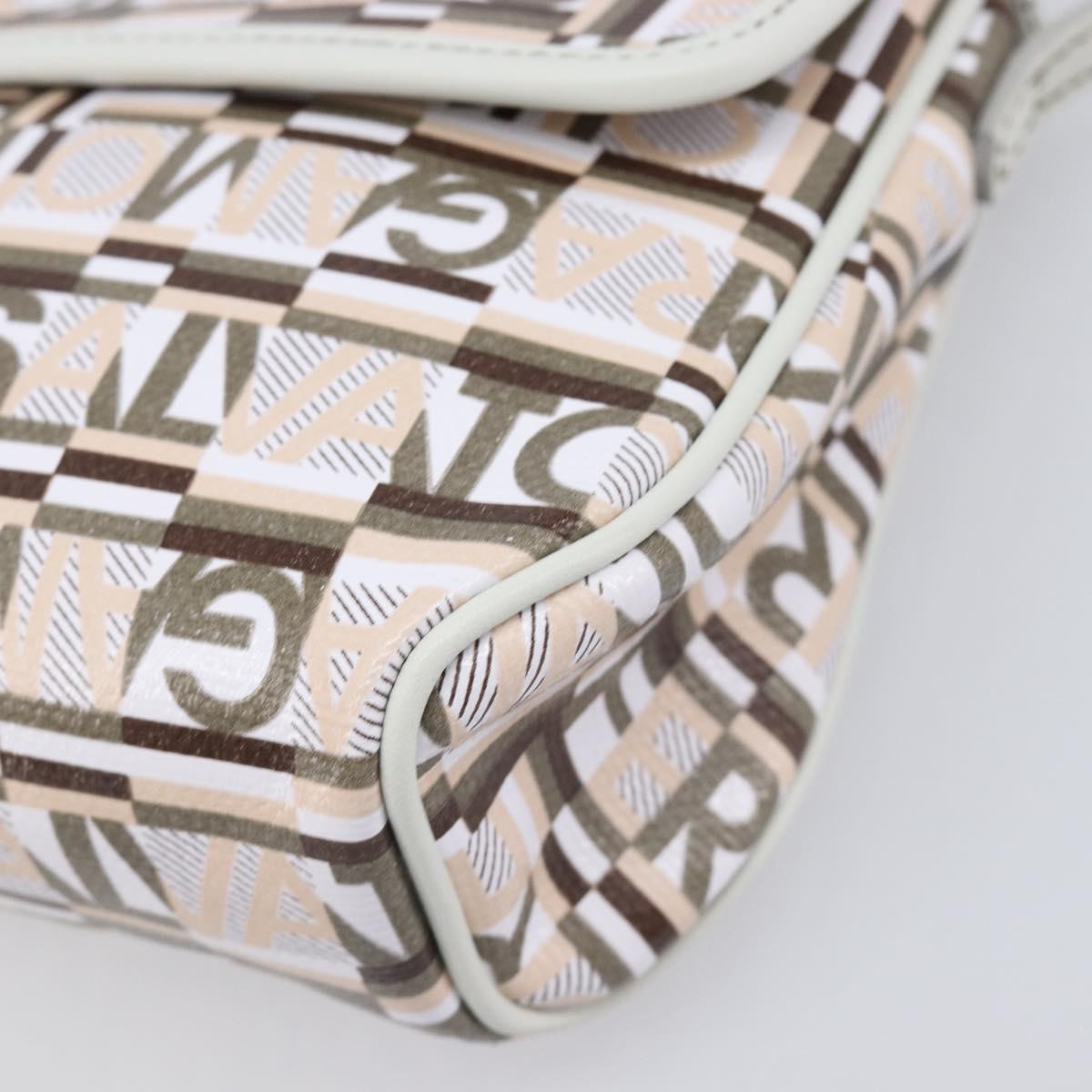 Salvatore Ferragamo Shoulder Bag PVC Canvas Multicolor Silver Auth 204433