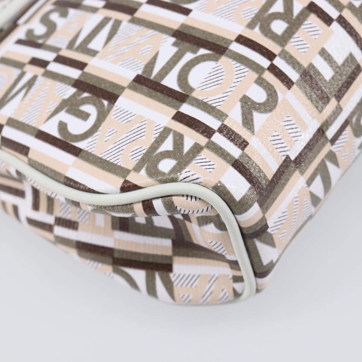 Salvatore Ferragamo Shoulder Bag PVC Canvas Multicolor Silver Auth 204433