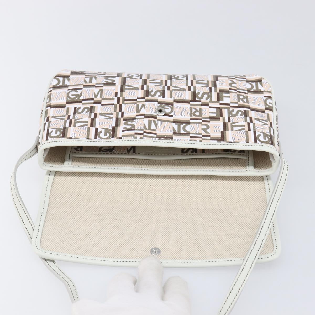 Salvatore Ferragamo Shoulder Bag PVC Canvas Multicolor Silver Auth 204433