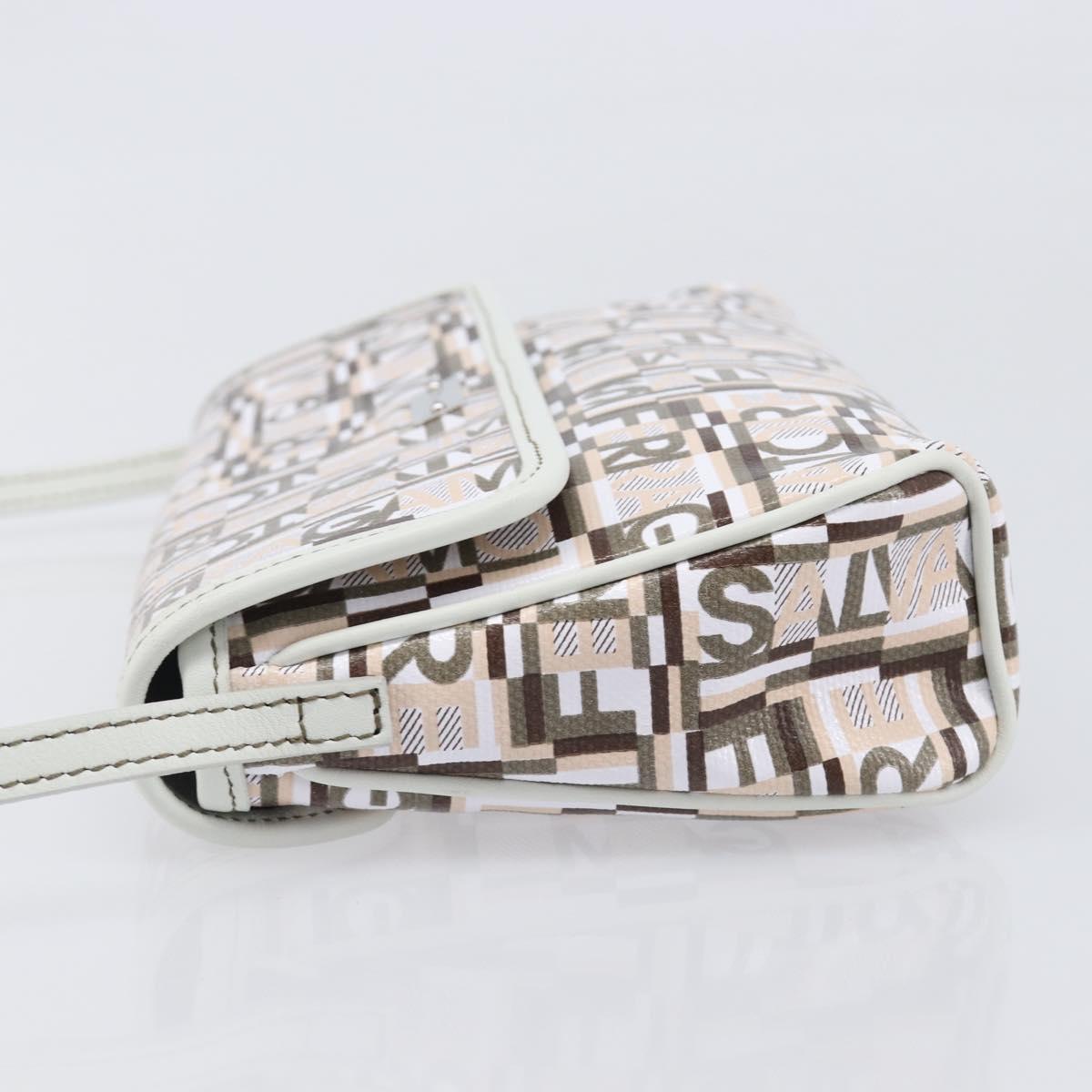 Salvatore Ferragamo Shoulder Bag PVC Canvas Multicolor Silver Auth 204433