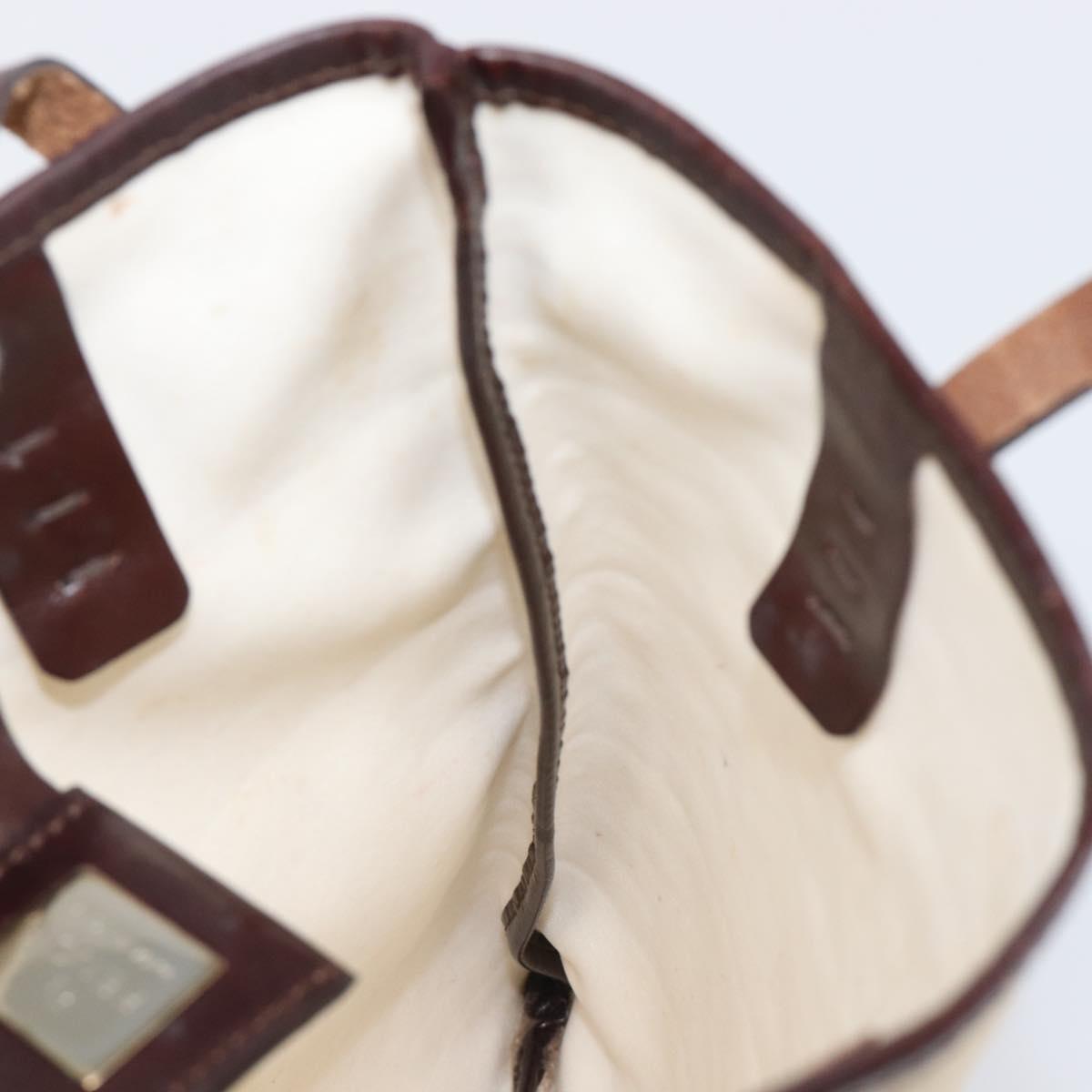 FENDI Zucca Canvas Hand Bag Ivory Gold Auth 204436