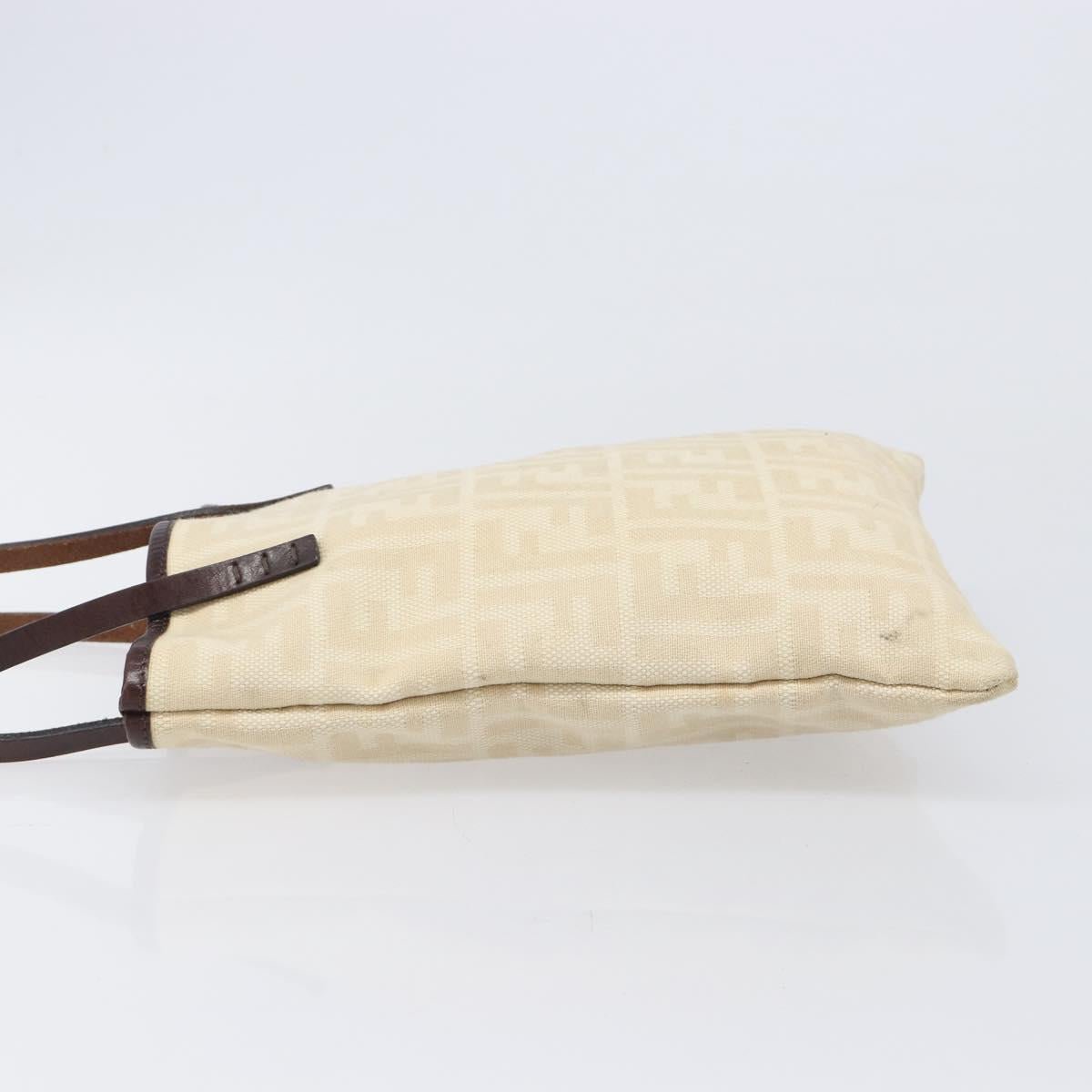 FENDI Zucca Canvas Hand Bag Ivory Gold Auth 204436