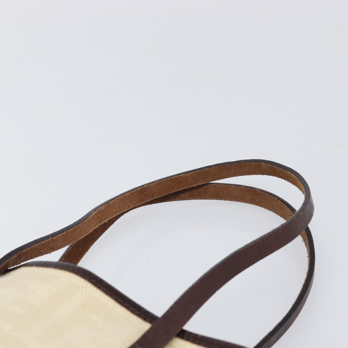 FENDI Zucca Canvas Hand Bag Ivory Gold Auth 204436
