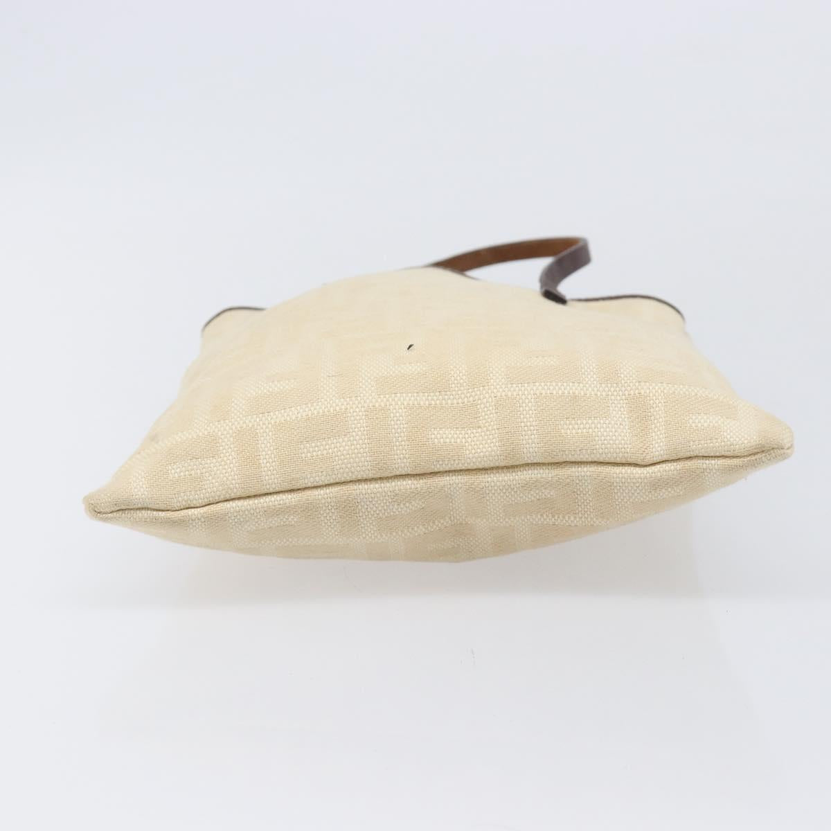 FENDI Zucca Canvas Hand Bag Ivory Gold Auth 204436
