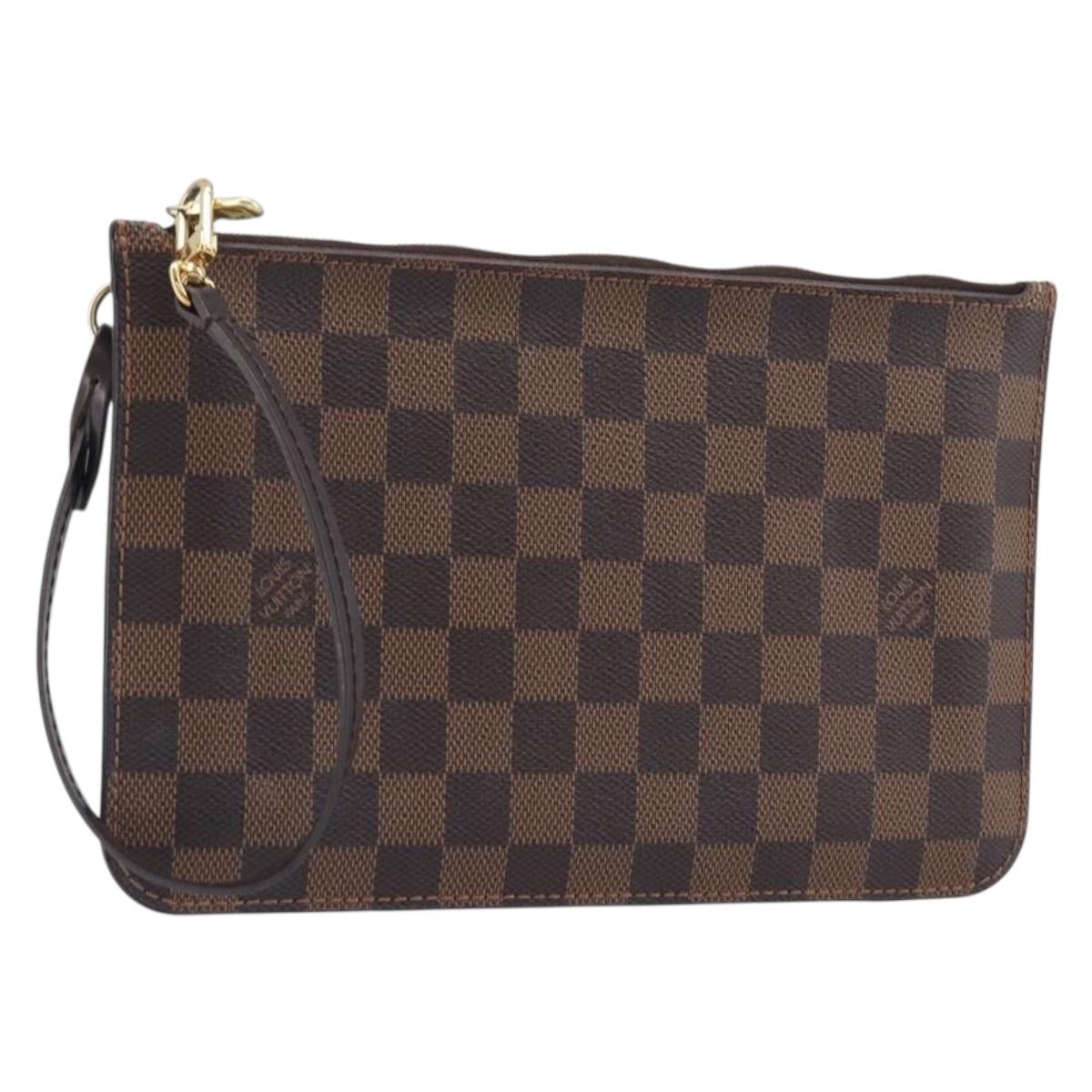 LOUIS VUITTON Damier Ebene Neverfull MM Pouch LV Auth 204437A