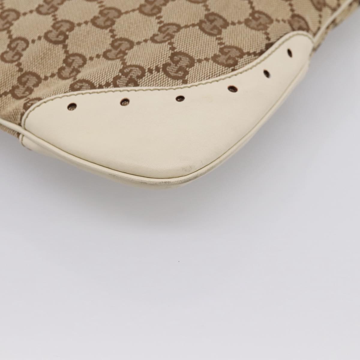 GUCCI GG Canvas Shoulder Bag Leather Beige Gold 145778 Auth 204438A