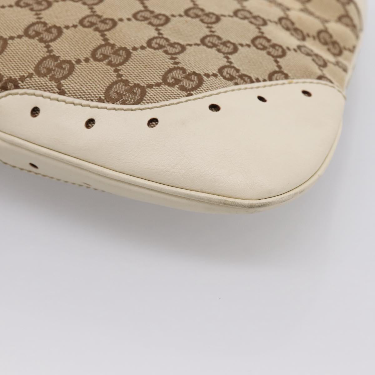 GUCCI GG Canvas Shoulder Bag Leather Beige Gold 145778 Auth 204438A