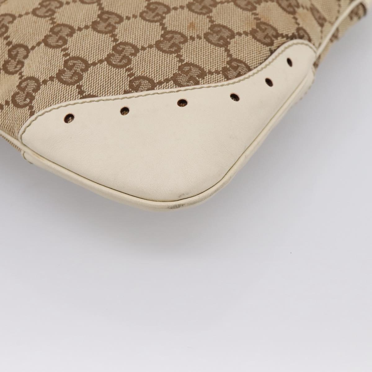 GUCCI GG Canvas Shoulder Bag Leather Beige Gold 145778 Auth 204438A