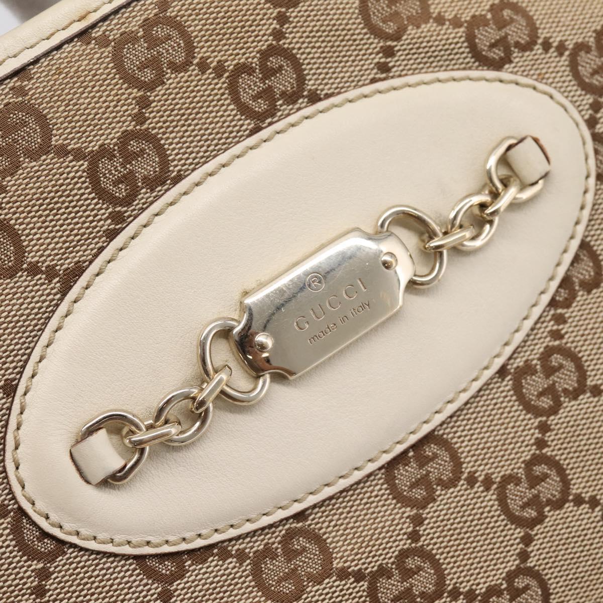 GUCCI GG Canvas Shoulder Bag Leather Beige Gold 145778 Auth 204438A