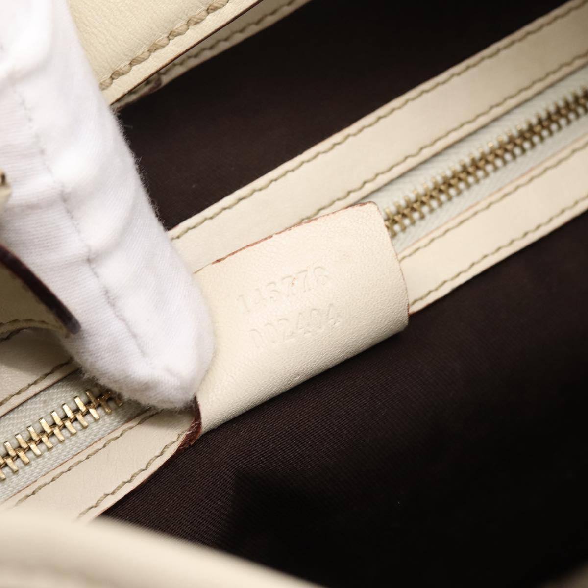 GUCCI GG Canvas Shoulder Bag Leather Beige Gold 145778 Auth 204438A