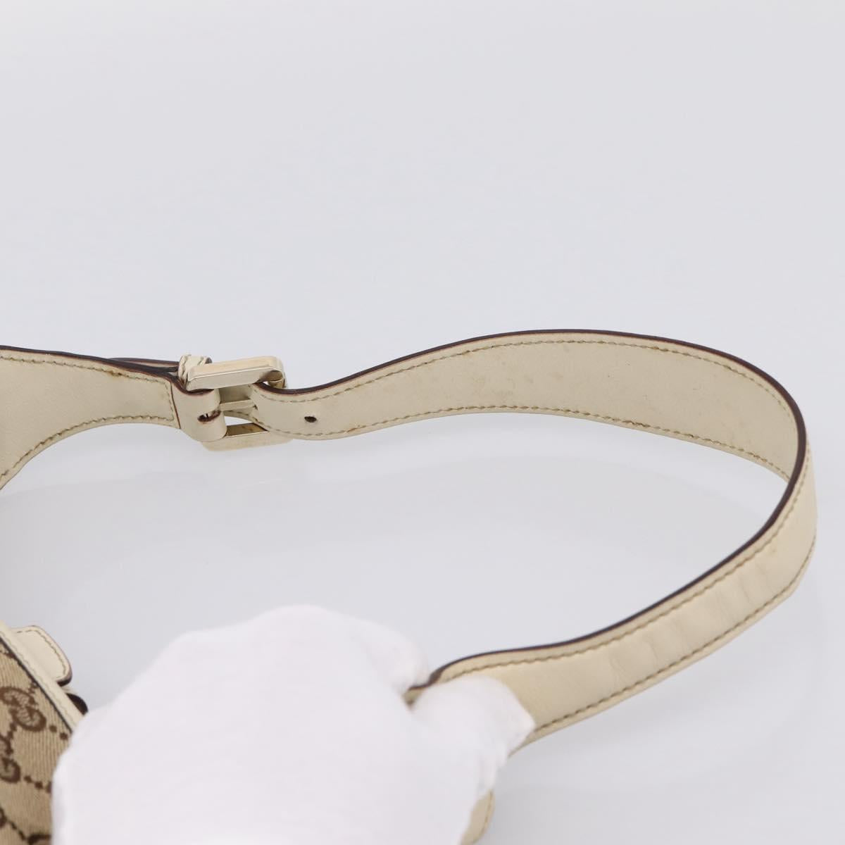 GUCCI GG Canvas Shoulder Bag Leather Beige Gold 145778 Auth 204438A