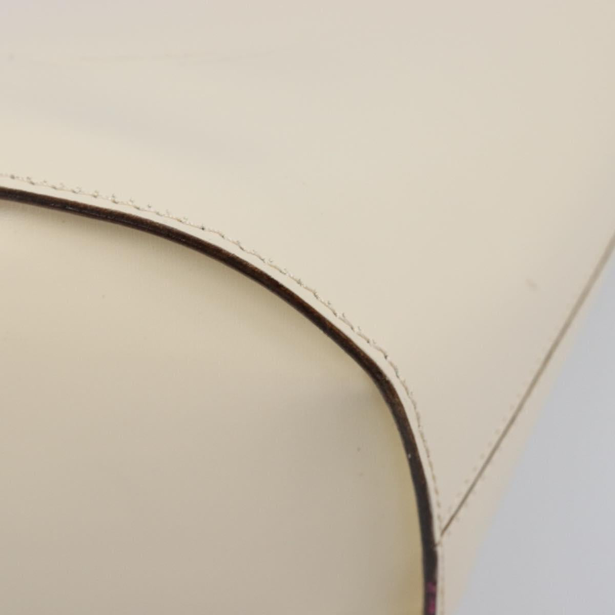 CELINE Circle Shoulder Bag Leather White Gold Auth 204441