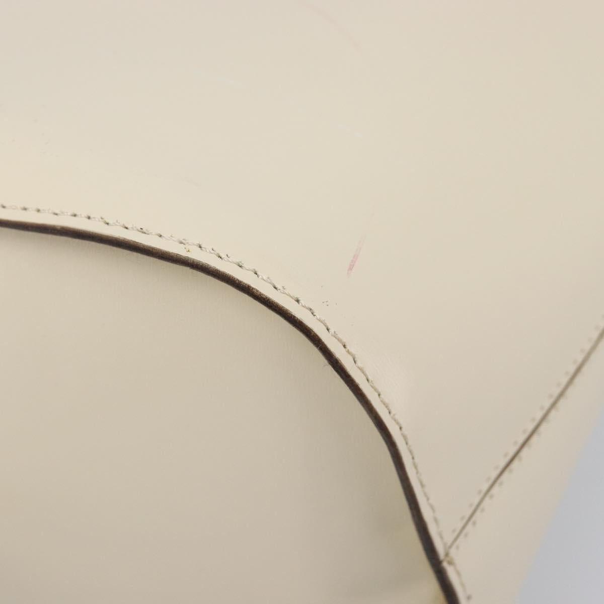 CELINE Circle Shoulder Bag Leather White Gold Auth 204441