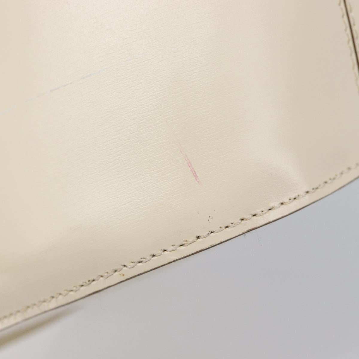 CELINE Circle Shoulder Bag Leather White Gold Auth 204441