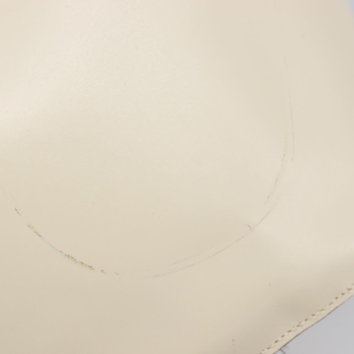 CELINE Circle Shoulder Bag Leather White Gold Auth 204441