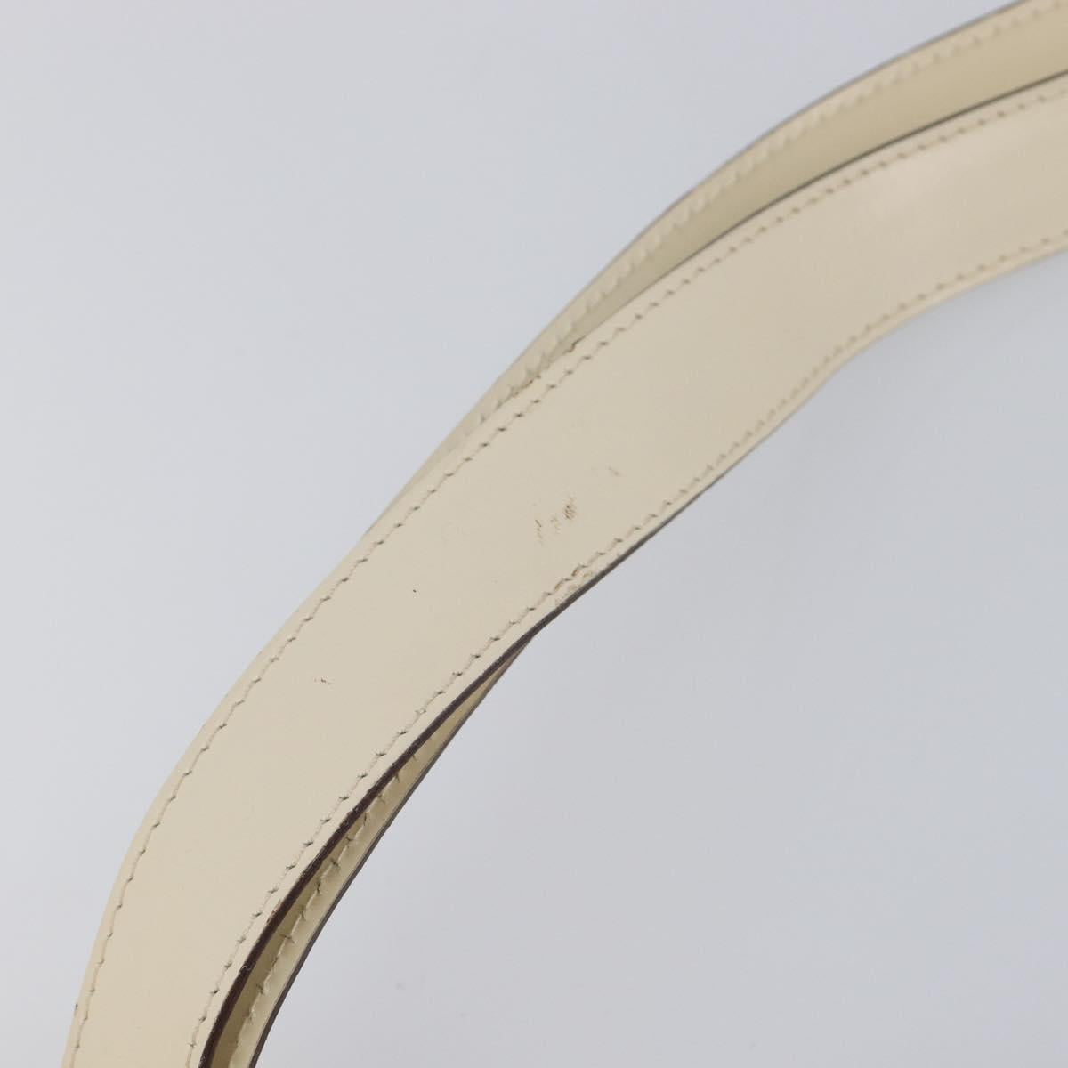 CELINE Circle Shoulder Bag Leather White Gold Auth 204441