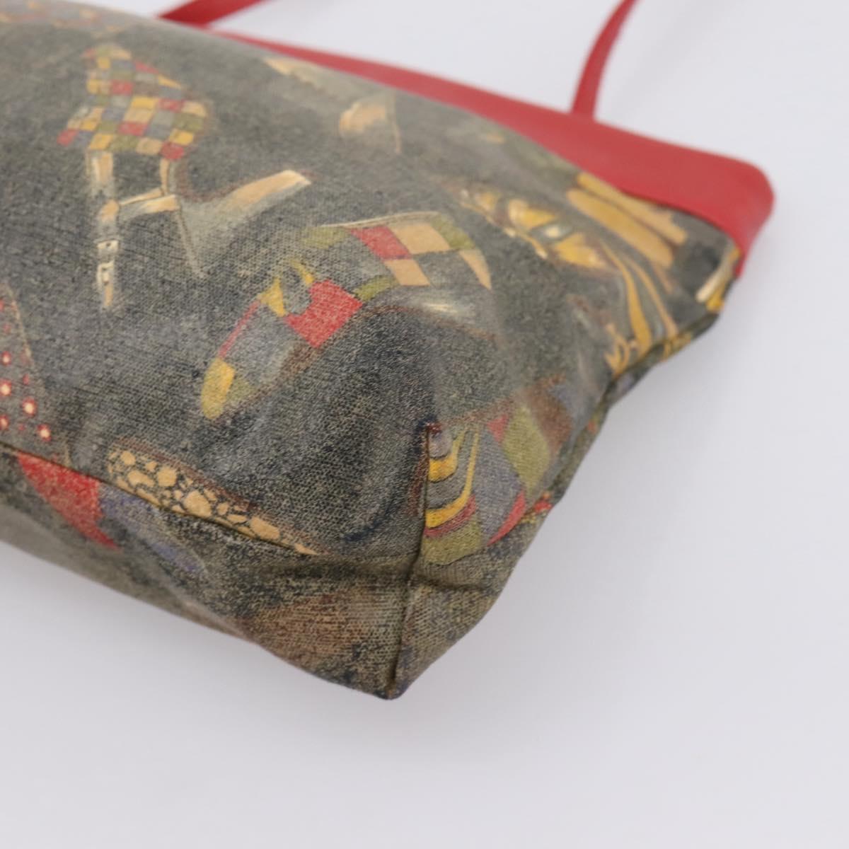 Salvatore Ferragamo Shoulder Bag Coated Canvas Multicolor Gold Auth 204442