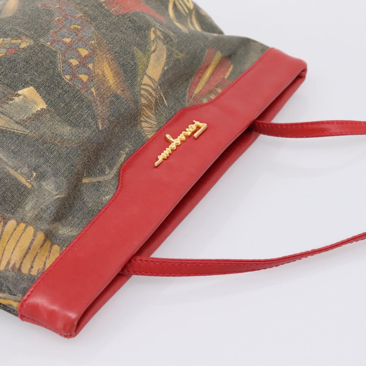 Salvatore Ferragamo Shoulder Bag Coated Canvas Multicolor Gold Auth 204442