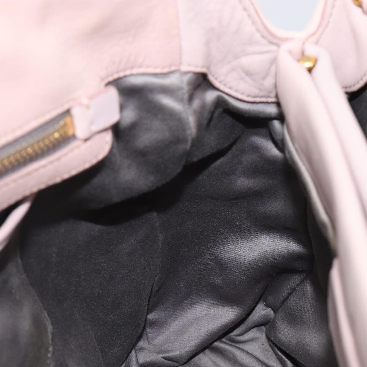 Miu Miu Hand Bag Leather Pink Gold Auth 204447