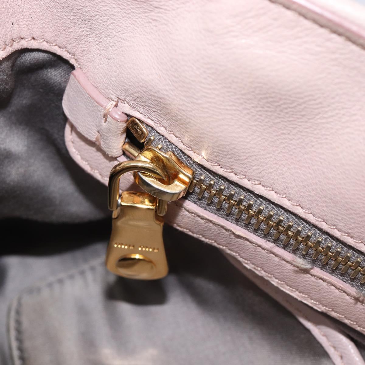 Miu Miu Hand Bag Leather Pink Gold Auth 204447