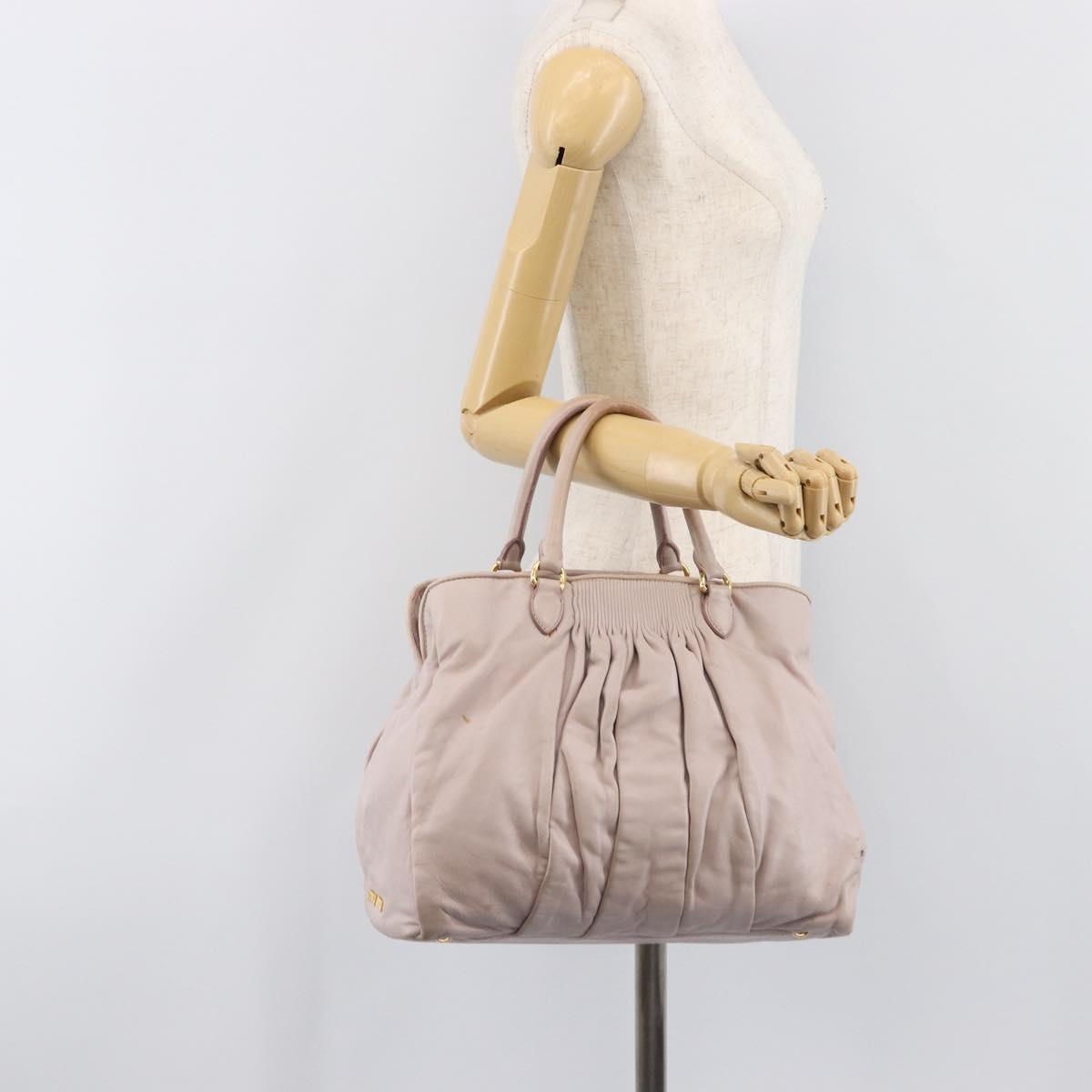 Miu Miu Hand Bag Leather Pink Gold Auth 204447