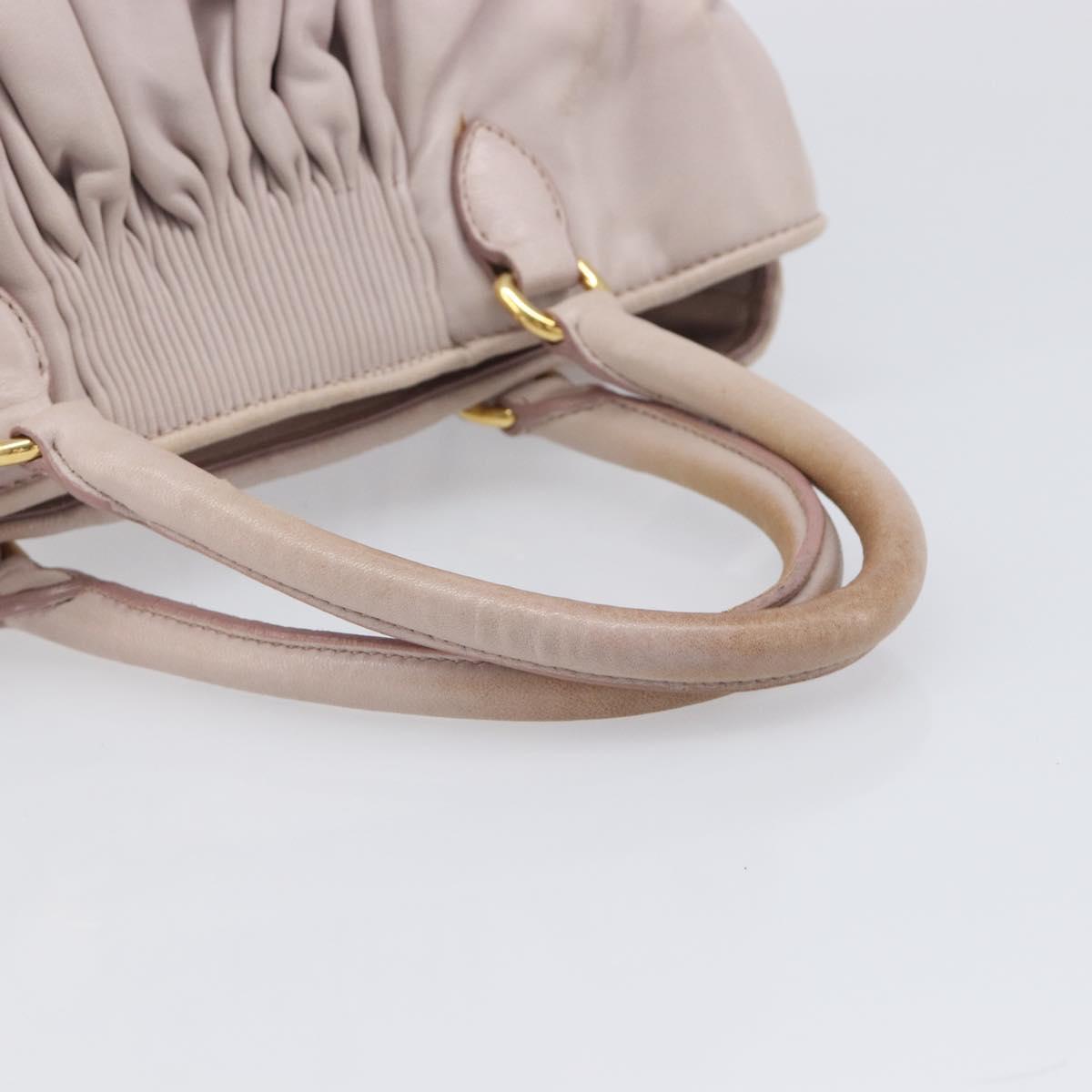 Miu Miu Hand Bag Leather Pink Gold Auth 204447