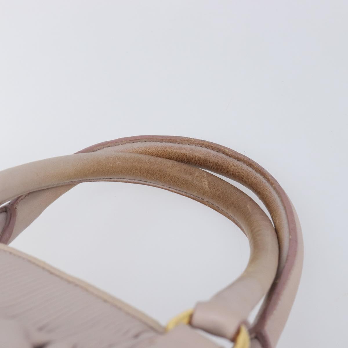 Miu Miu Hand Bag Leather Pink Gold Auth 204447