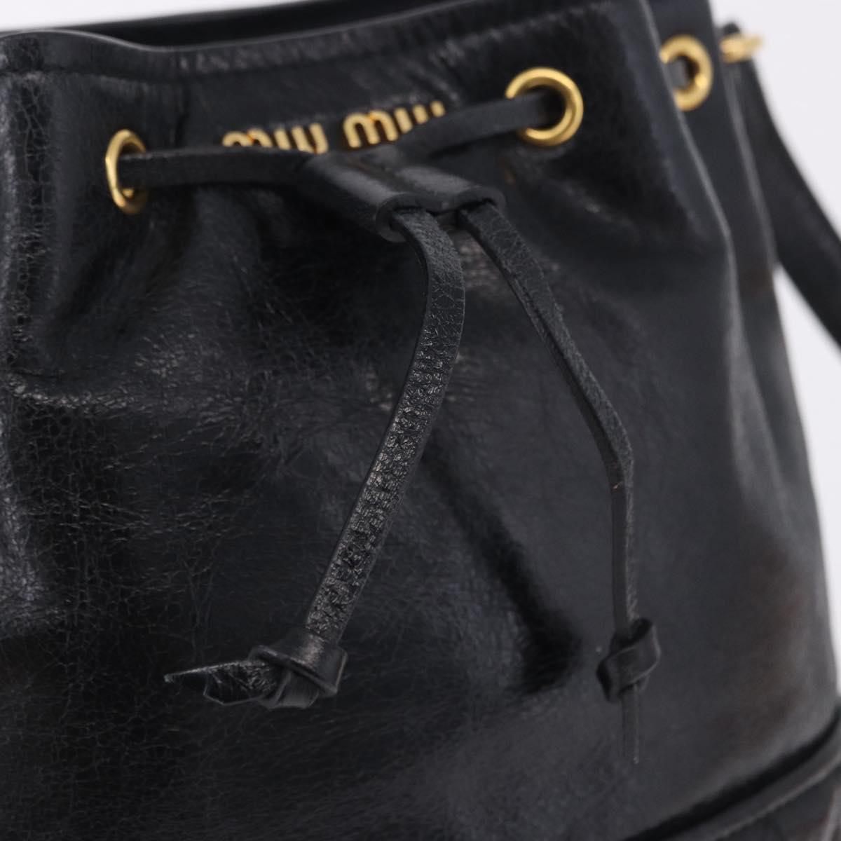 Miu Miu Shoulder Bag Vitellolux Black Gold Auth 204448V