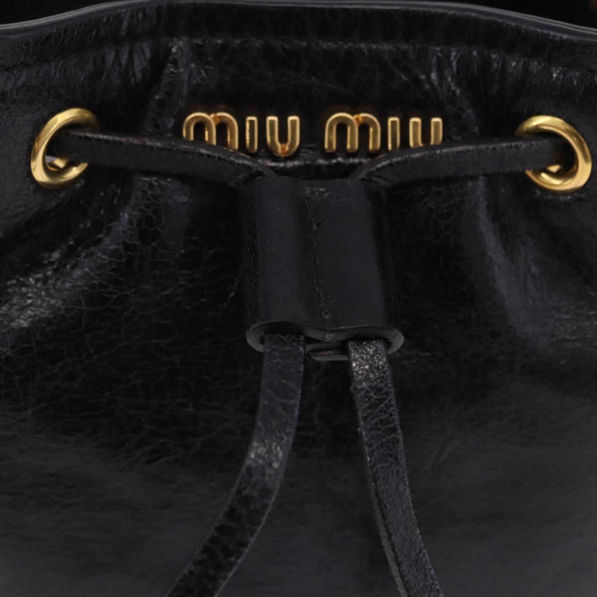 Miu Miu Shoulder Bag Vitellolux Black Gold Auth 204448V