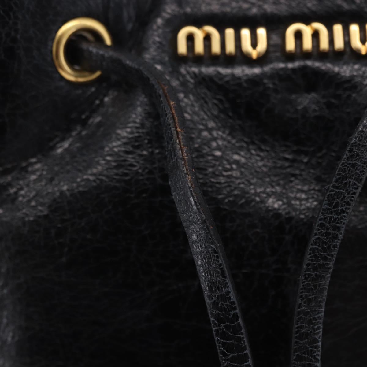 Miu Miu Shoulder Bag Vitellolux Black Gold Auth 204448V