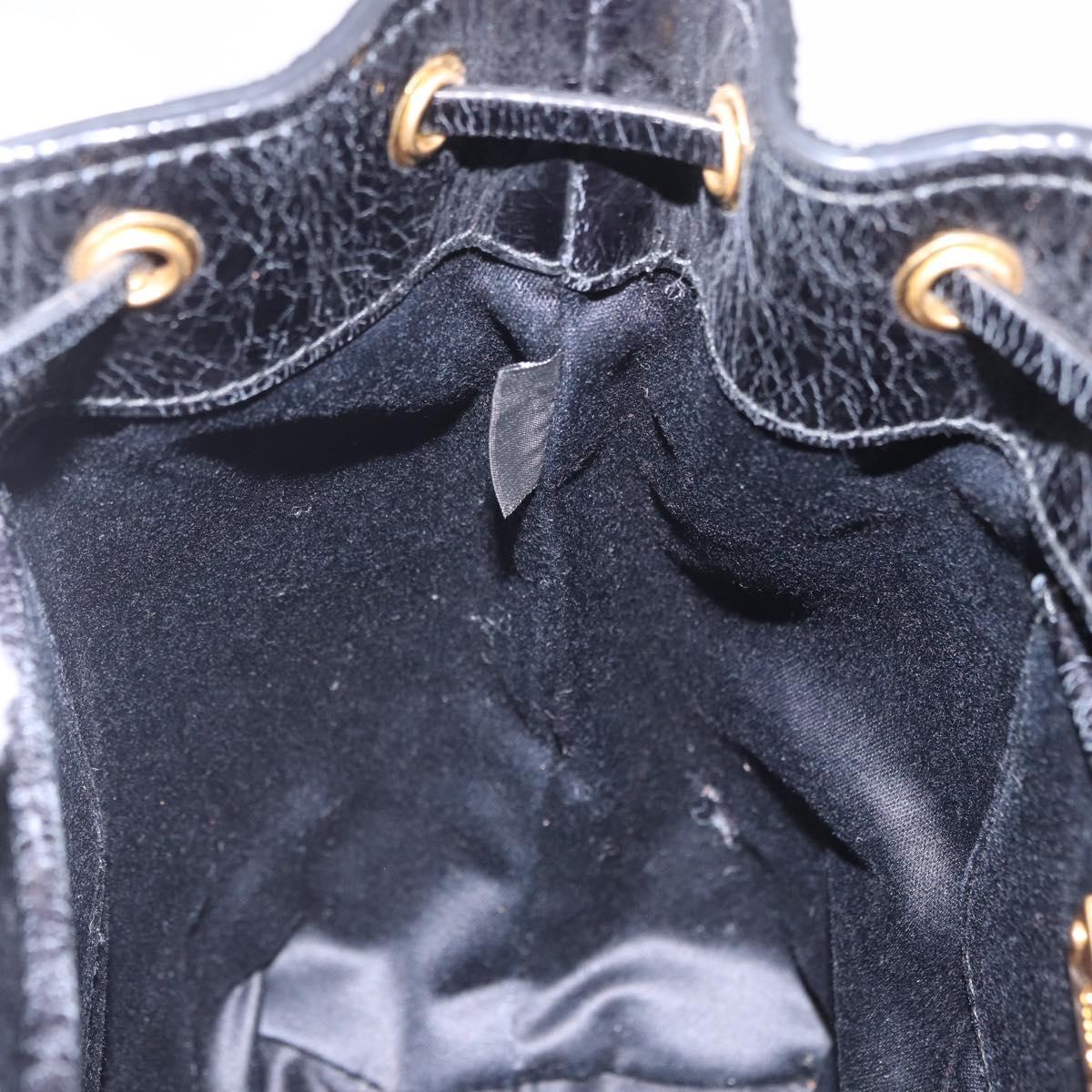 Miu Miu Shoulder Bag Vitellolux Black Gold Auth 204448V