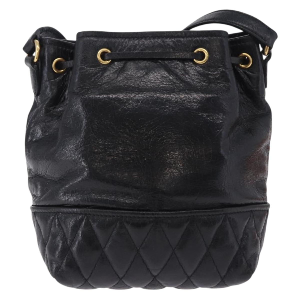 Miu Miu Shoulder Bag Vitellolux Black Gold Auth 204448V