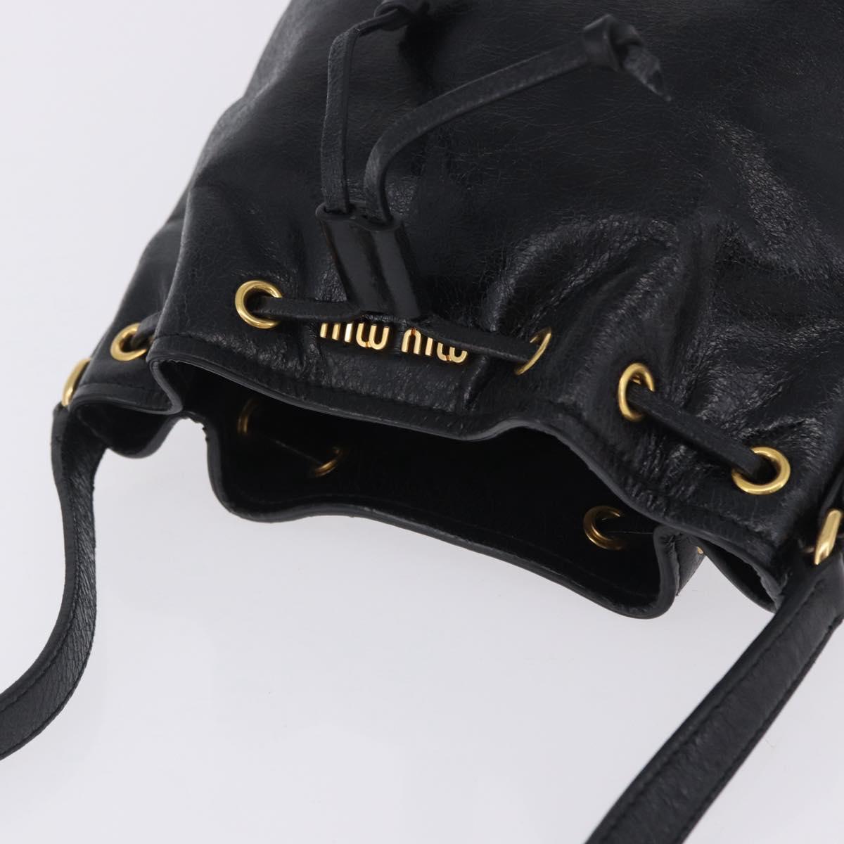 Miu Miu Shoulder Bag Vitellolux Black Gold Auth 204448V