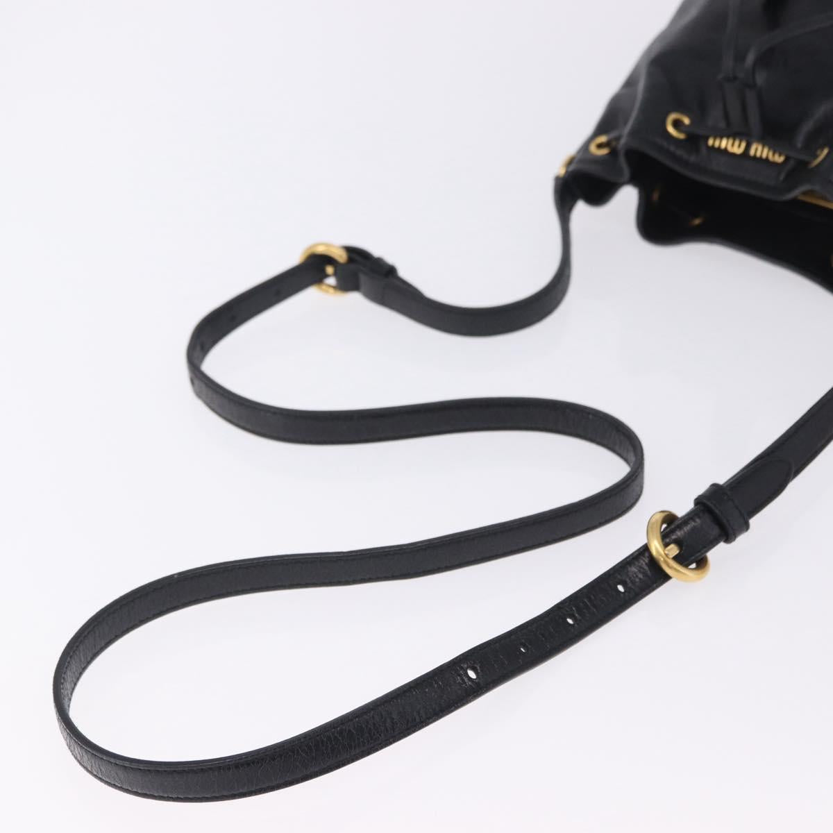 Miu Miu Shoulder Bag Vitellolux Black Gold Auth 204448V