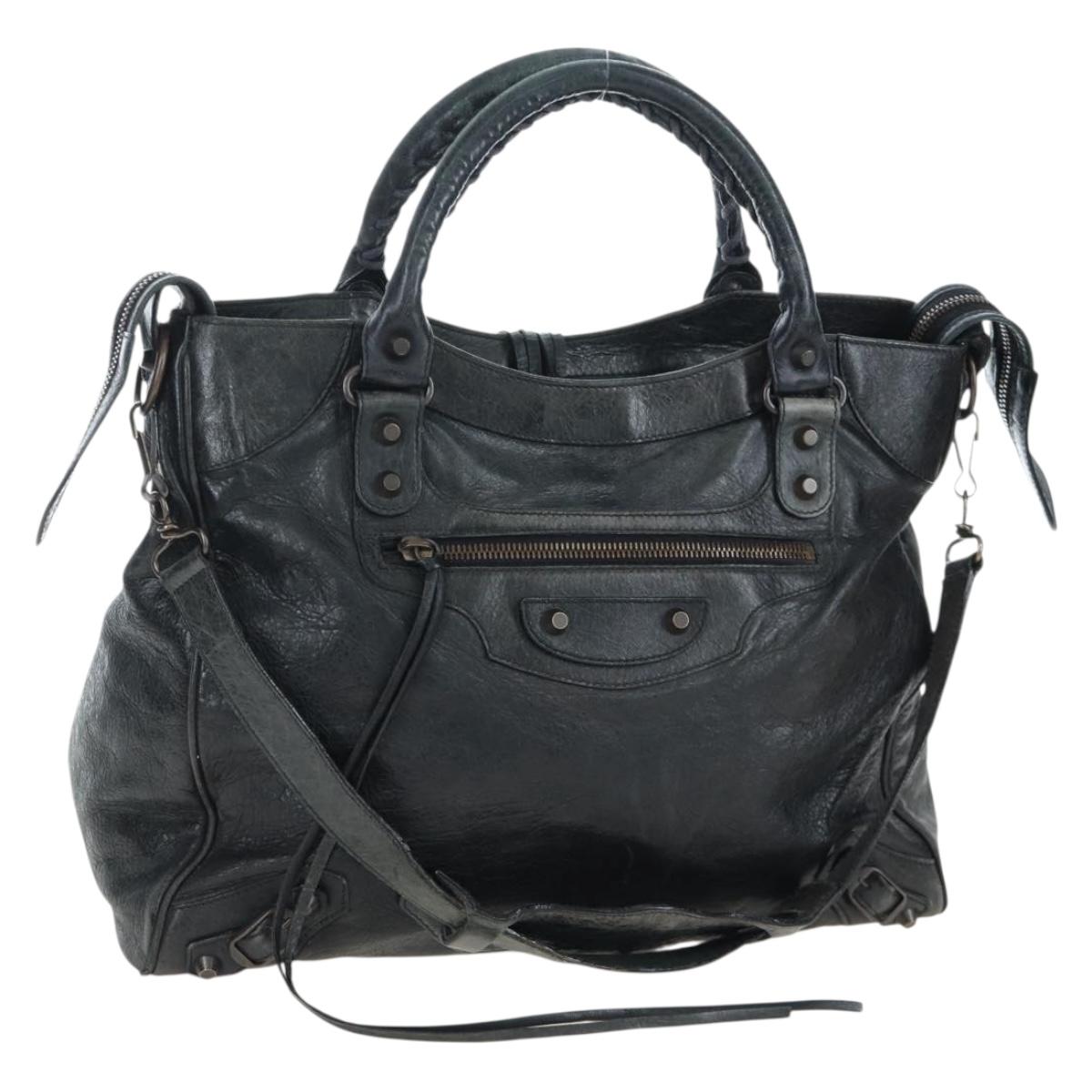 BALENCIAGA Classic City Hand Bag Leather 2way Black 235216 Auth 204449A