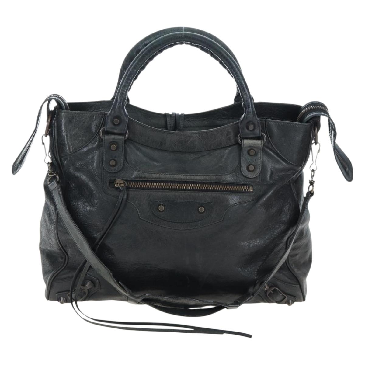 BALENCIAGA Classic City Hand Bag Leather 2way Black 235216 Auth 204449A