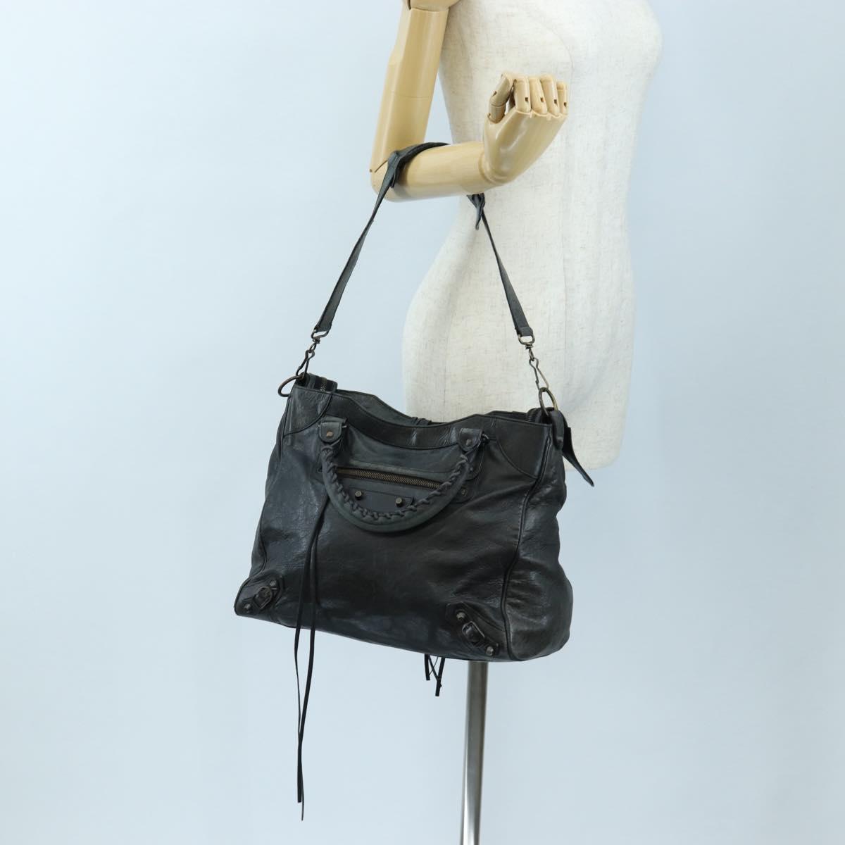 BALENCIAGA Classic City Hand Bag Leather 2way Black 235216 Auth 204449A