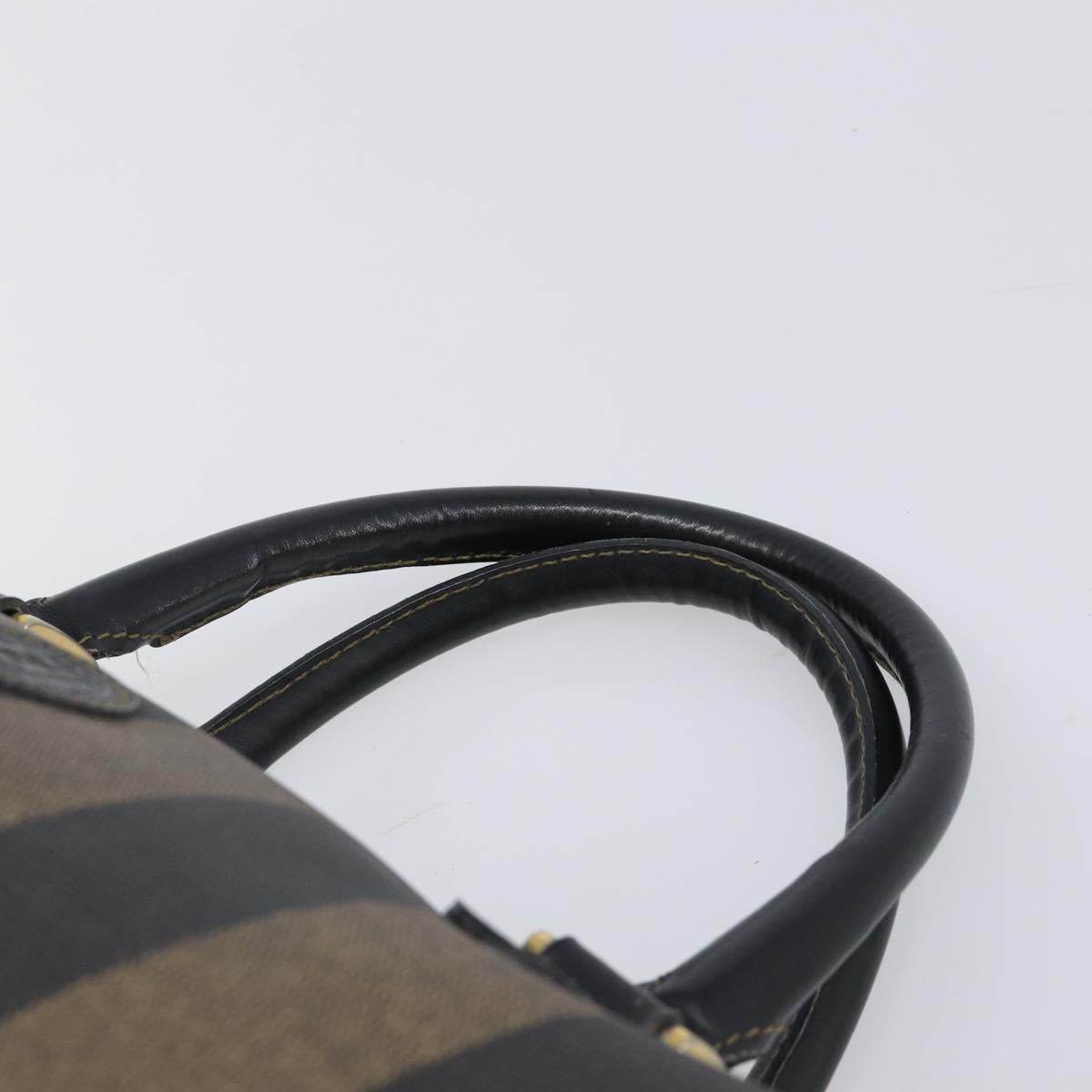 FENDI Pecan Canvas Hand Bag PVC Black Brown Auth 204451V