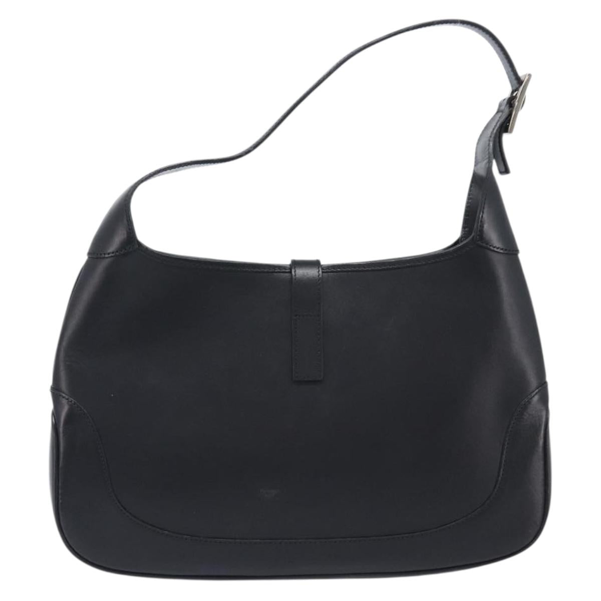 GUCCI Jackie Shoulder Bag Leather Black Silver 001 3306 2684 Auth 204452A