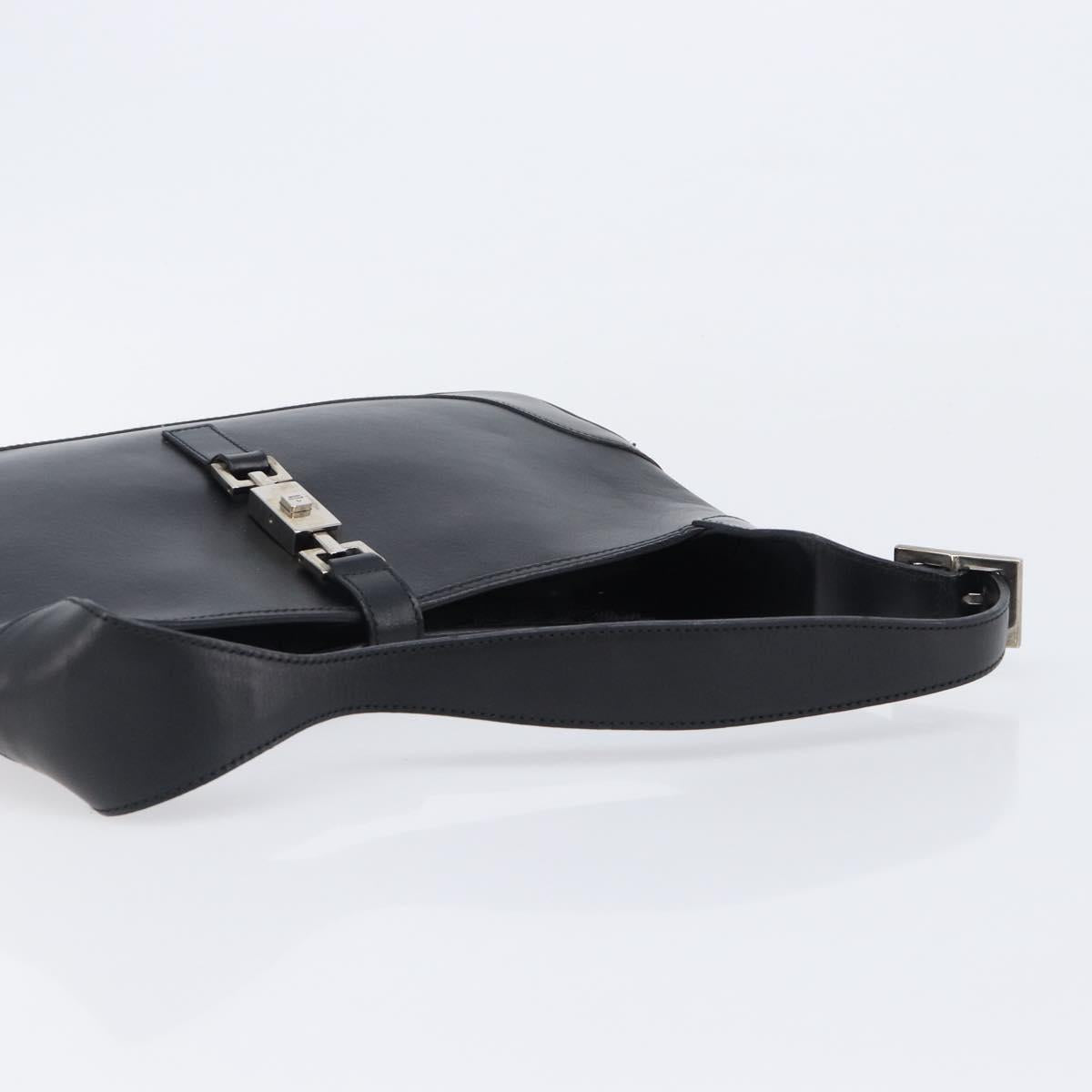 GUCCI Jackie Shoulder Bag Leather Black Silver 001 3306 2684 Auth 204452A