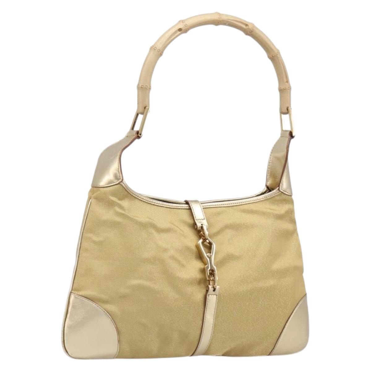 GUCCI Bamboo Kandinsky Shoulder Bag Canvas Gold 001 4060 Auth 204453A