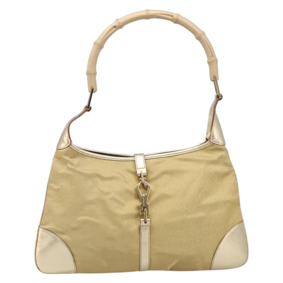 GUCCI Bamboo Kandinsky Shoulder Bag Canvas Gold 001 4060 Auth 204453A