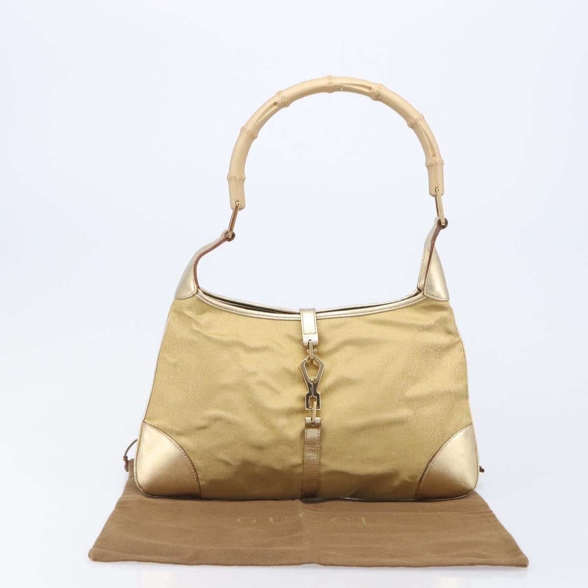 GUCCI Bamboo Kandinsky Shoulder Bag Canvas Gold 001 4060 Auth 204453A